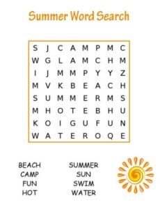 easy summer word search