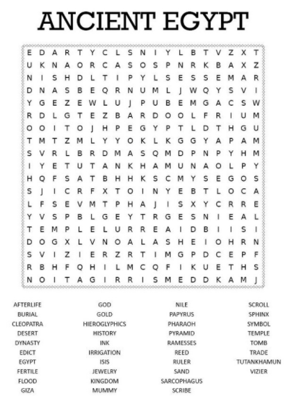Ancient Egypt Word Search 1