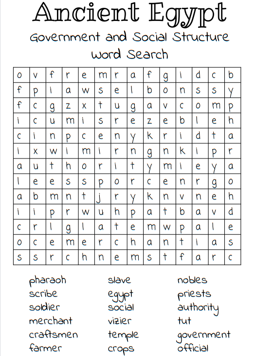 Ancient Egypt Word Search 2