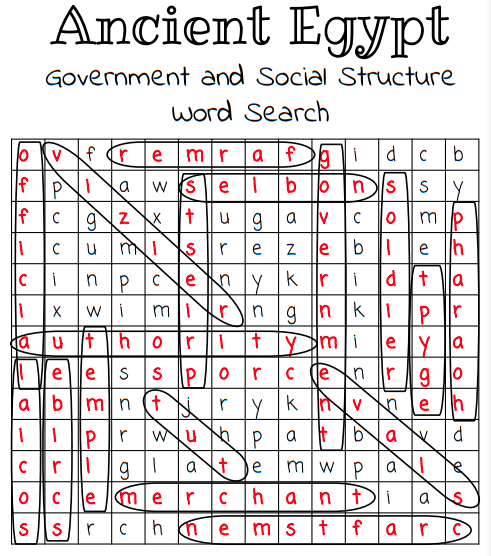 Ancient Egypt Word Search 2 Solution