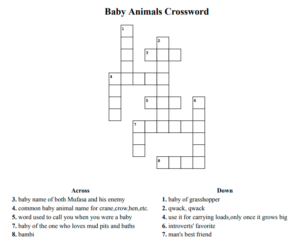 Baby Animals Crossword 1