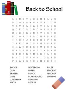 back to school word search puzzle