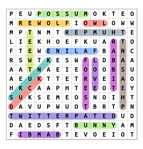 bambi word search answers