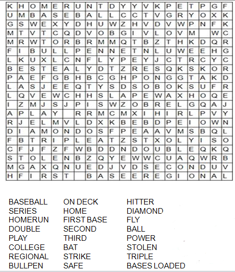 Baseball Word Search 1