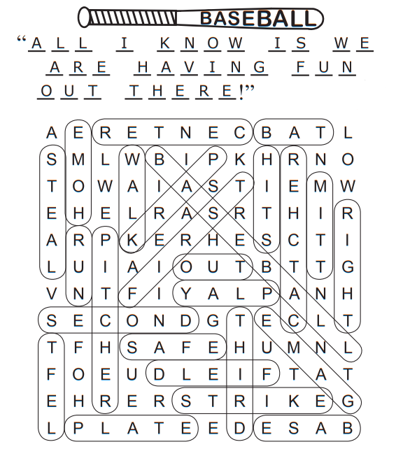 Baseball Word Search 2 Solution