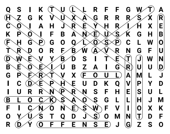 Basketball Word Search 1 Solution