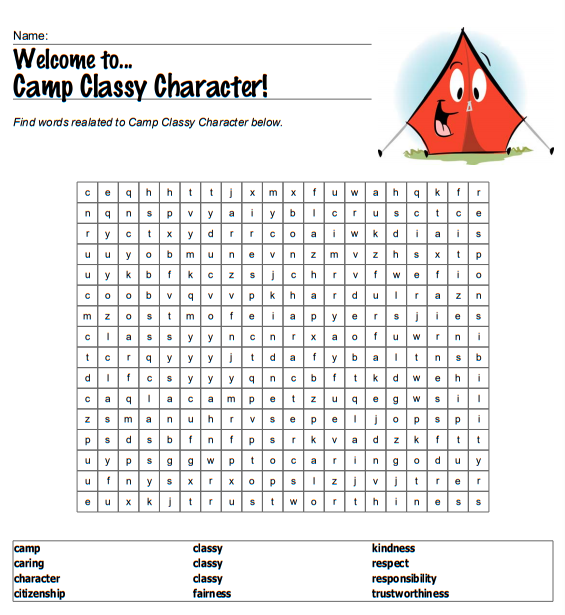 Camping Word Search 1