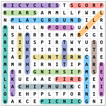 Camping Word Search 2 Solution