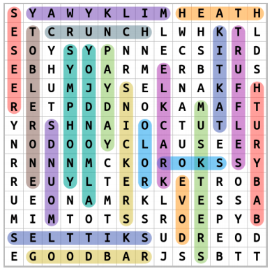 Candy Bars Word Search 2 Solution