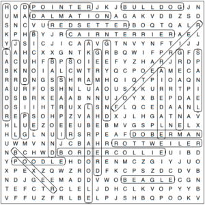 Dog Word Search 3 Solution