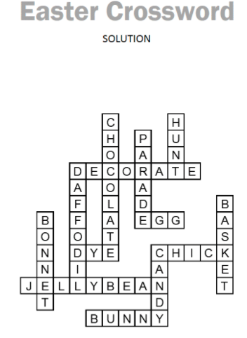 Easter Crossword Puzzle 1 Solution
