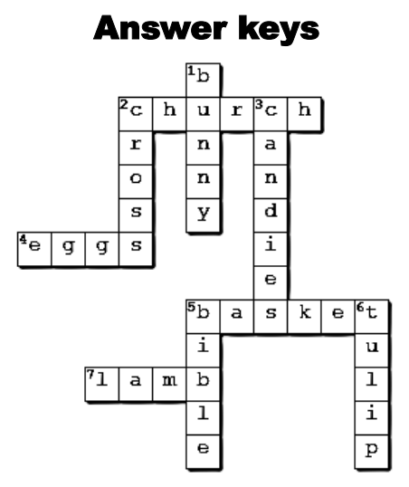 Easter Crossword Puzzle 2 Solution