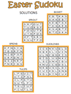 Easter Sudoku Puzzle 1 Solution