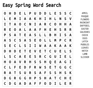 Easy Spring Word Search 1 