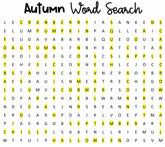Fall Word Search 3 Solution