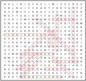 Famous Composers Word Search 1 Solution