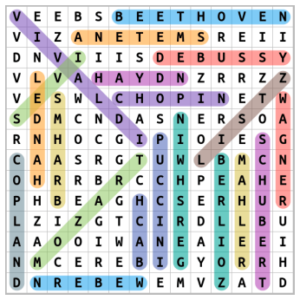 Famous Composers Word Search 3 Solution