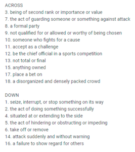 Football Crossword 1 Clues
