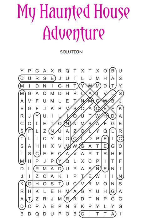 Haunted House Word Search 1 Solution