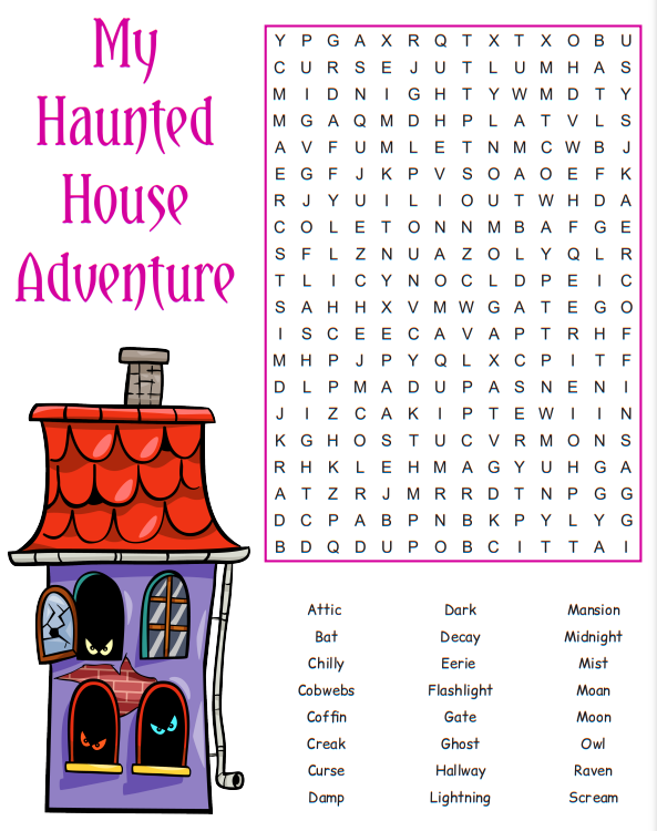 Haunted House Word Search 1
