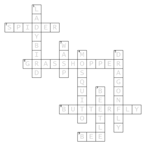 Insects Crossword 1 Solution