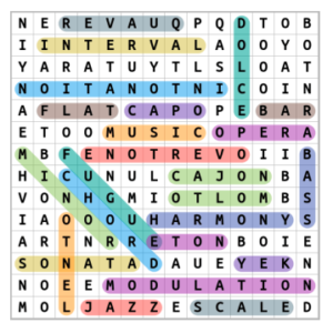 Music Word Search 1 Solution