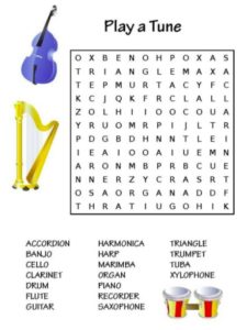 musical instruments word search puzzle