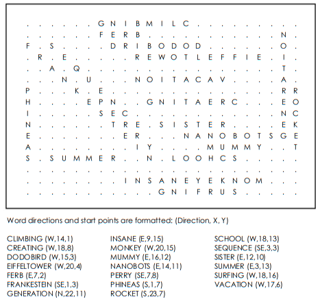 Phineas And Ferb Theme Song Word Search Solution
