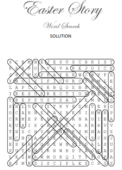 Religious Easter Word Search 1 Solution