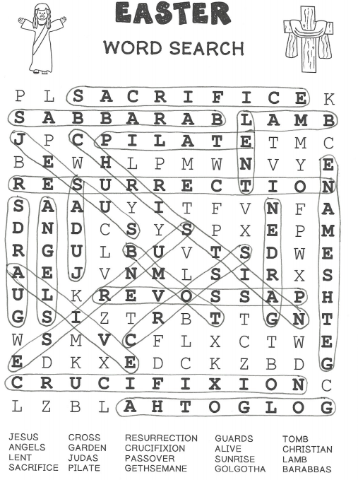 Religious Easter Word Search 2 Solution