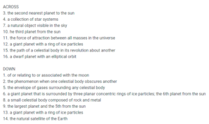 Solar System Crossword 1 Clues