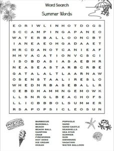 Summer word search - 3 and 4 grades