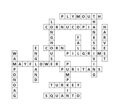 Thanksgiving Crossword Puzzle Solution