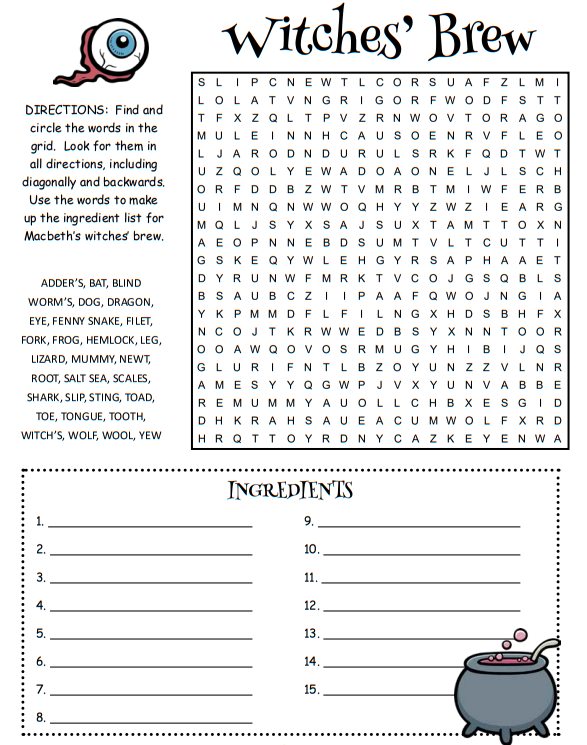 Witches Brew Word Search Puzzle 1