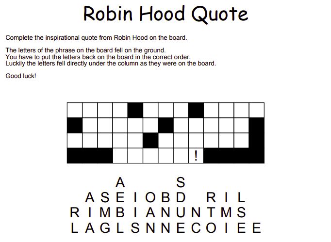 robin hood fallen phrase puzzle