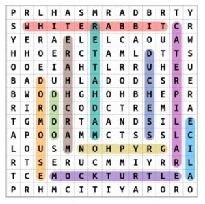 Alice In Wonderland Character Names Word Search 
