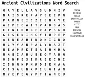 Ancient Civilizations Word Search 