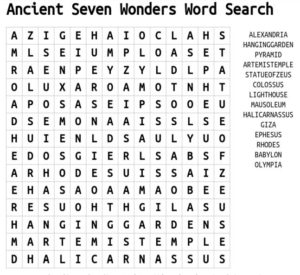 Ancient Seven Wonders Word Search 