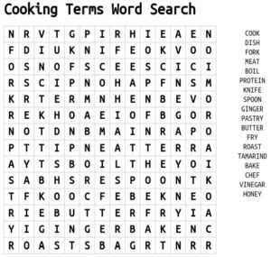 Cooking Terms Word Search 