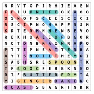 Cooking Terms Word Search Solution