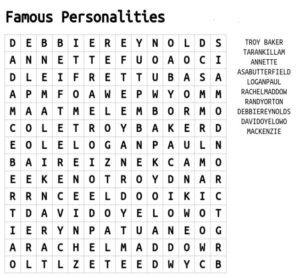 Famous Personalities Word Search