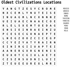 Oldest Civilizations Word Search 