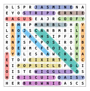 Pet Names For Animal Friends Word Search Solution