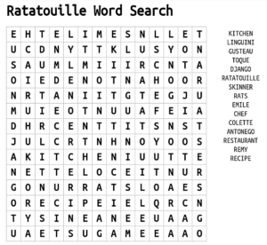 Ratatouille Word Puzzle !