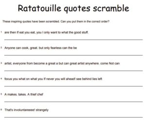 Ratatouille scramble sentences puzzle