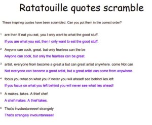 ratatouille scramble sentences anwers
