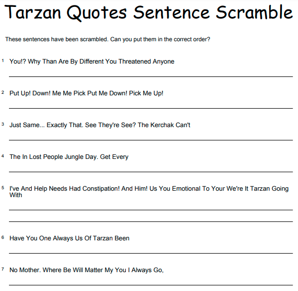 Tarzan Word Puzzle 1