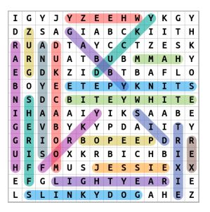 Toy Story Character Names Word Search Solution