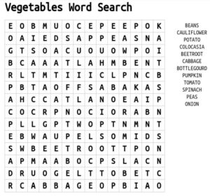 Vegetable Word Search 