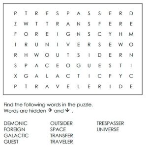 Alien Life Word Search For kids